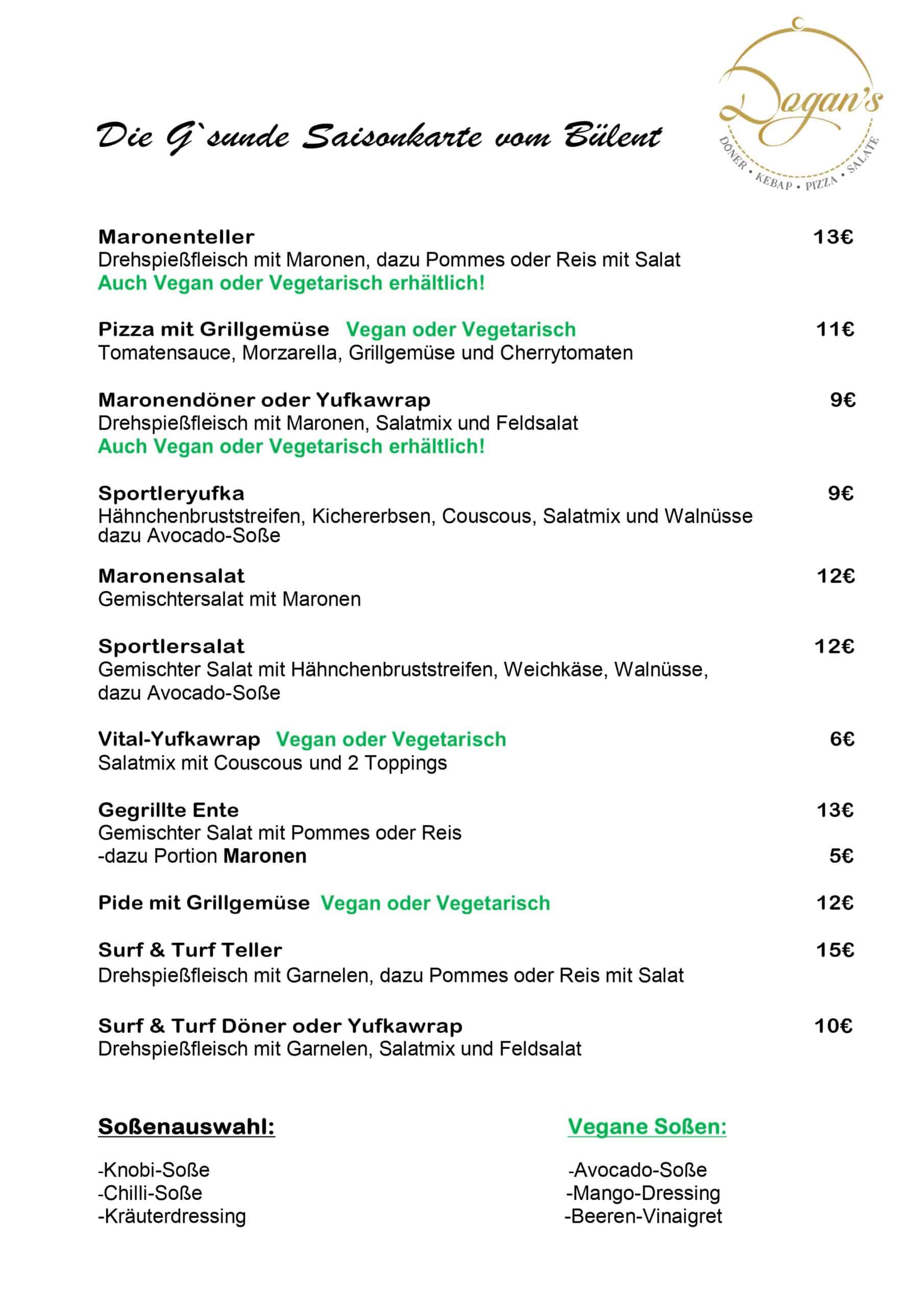DIe Gesunde Saisonkarte vom Buelent